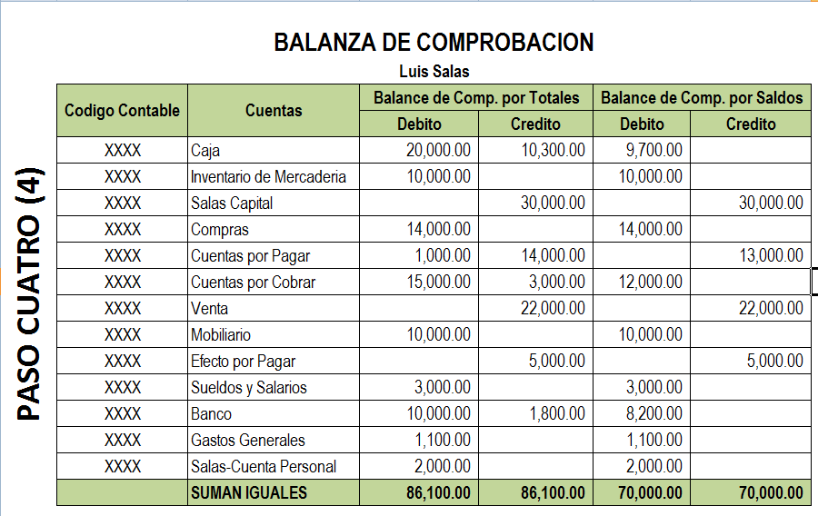 Ejemplo De Balance De Comprobacion De Saldos Opciones De Ejemplo